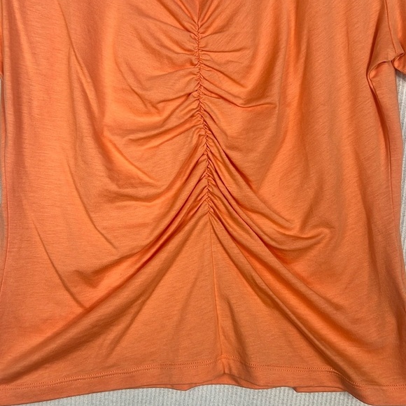 NWT Nation LTD Alina Tee T-Shirt Women’s Size Large Cadmium Orange Shirring - Picture 5 of 11